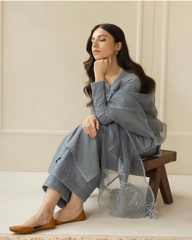 Steel Grey | 3- Piece Stitched Outfit