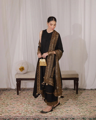 Royal Black Mystic | 3-Piece Stitched Embroidered Outfit