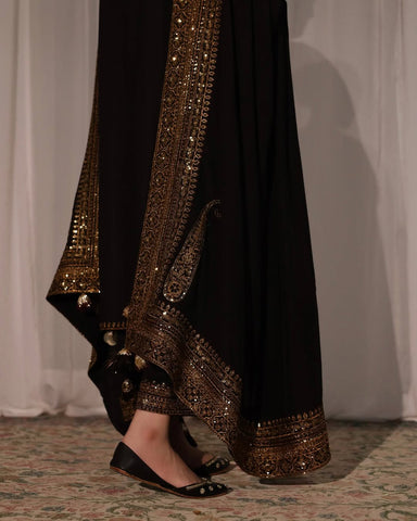 Royal Black Mystic | 3-Piece Stitched Embroidered Outfit