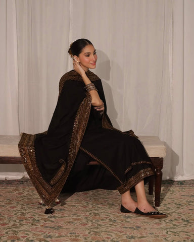 Royal Black Mystic | 3-Piece Stitched Embroidered Outfit