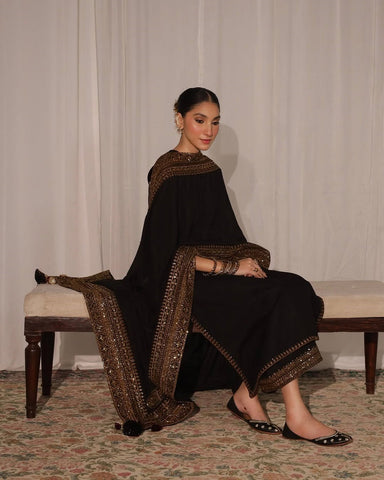 Royal Black Mystic | 3-Piece Stitched Embroidered Outfit
