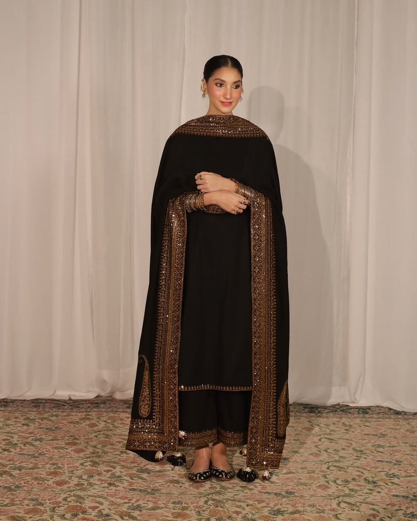 Royal Black Mystic | 3-Piece Stitched Embroidered Outfit