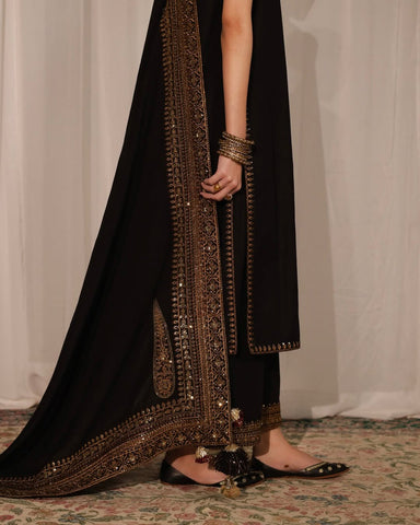 Royal Black Mystic | 3-Piece Stitched Embroidered Outfit