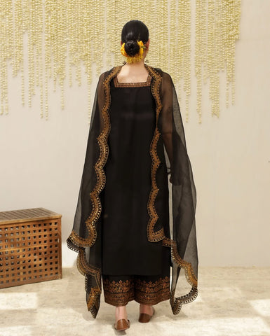 Zari - Black | 3-Piece Stitched Embroidered Outfit