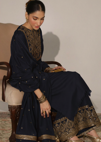 Bashash Blue | 3-piece stitched outfit