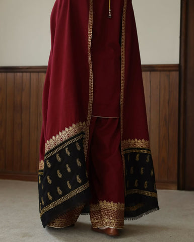 Elegant Red Meroon and Black Traditional Outfit