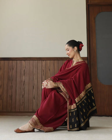 Elegant Red Meroon and Black Traditional Outfit
